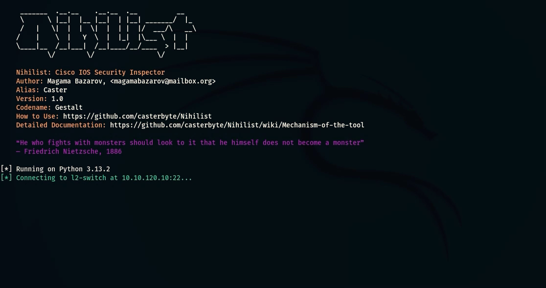 Nihilistic: Automated Cisco IOS Security Analysis